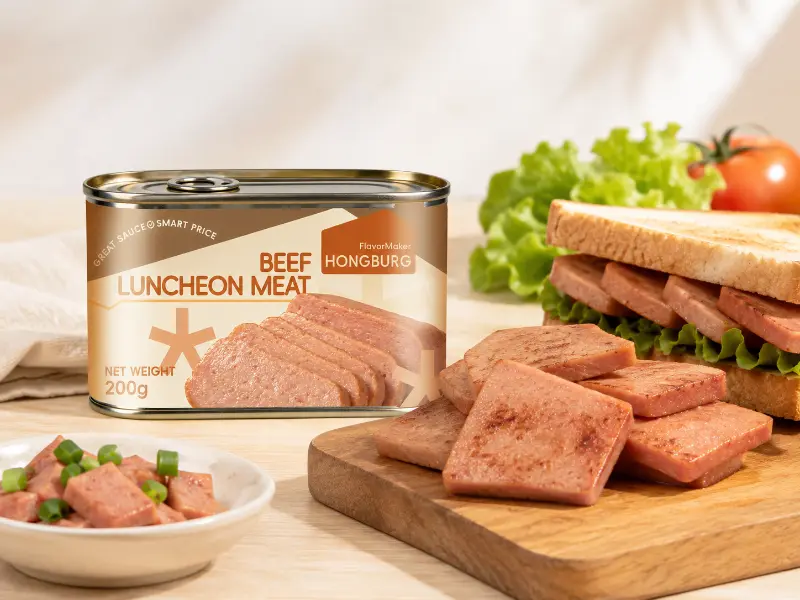 Klassiskt konserverat nötkött lunchkött