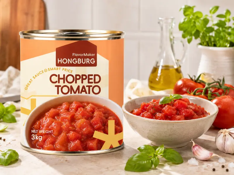 Klassiska konserverade hackade tomater