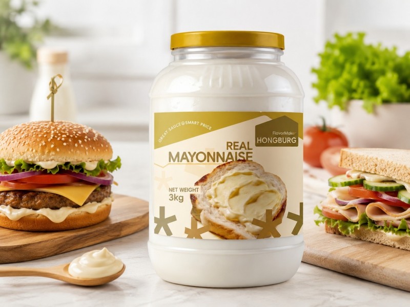 Krämig slät äkta majonnäs för smörgåsar och hamburgare